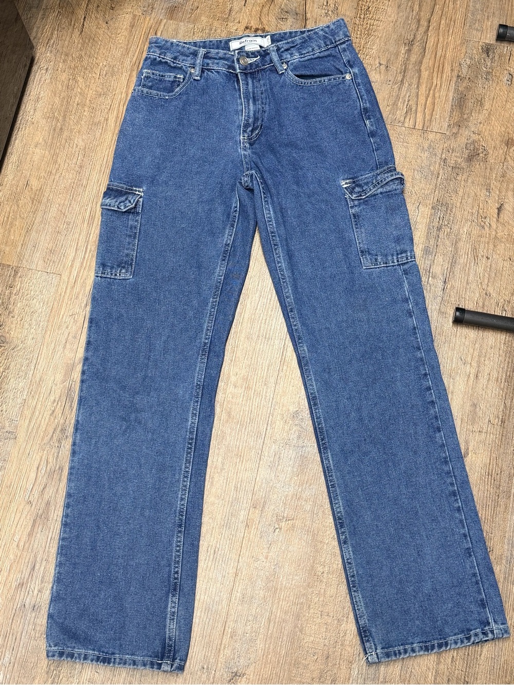 Refrain Women’s Classic Blue Cargo denim Jeans size 1/25